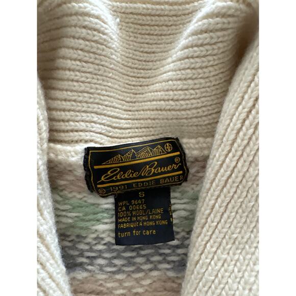 Vintage Eddie Bauer Wool Shawl Cardigan S 1991 - Picture 2 of 4